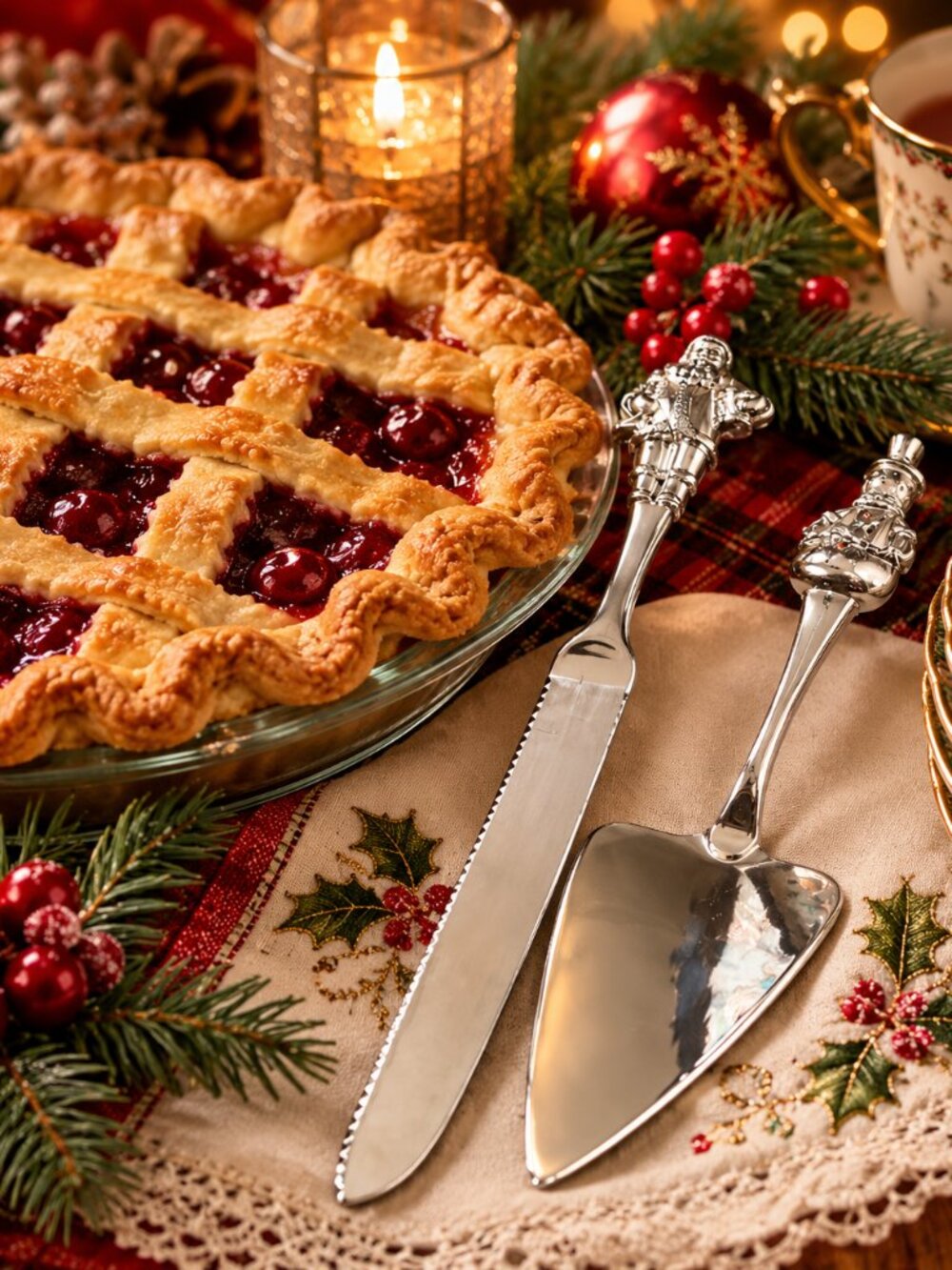 NWOT Vintage Wallace Silversmiths Holiday Pie & Cake Server Set
